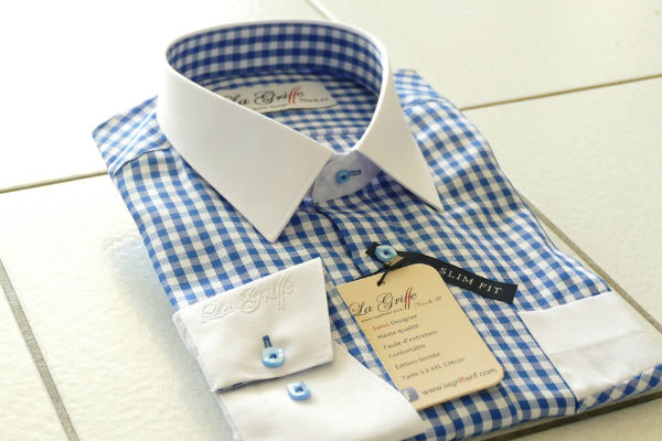 Chemise à carreaux manche blanches La Griffe by Swiss designer