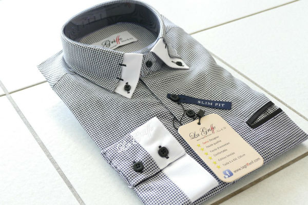 Chemise à carreaux noir blanc effet gris La Griffe by Swiss designer