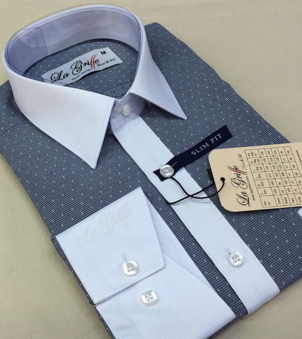 Chemise grise à petit motif discret style itlaien