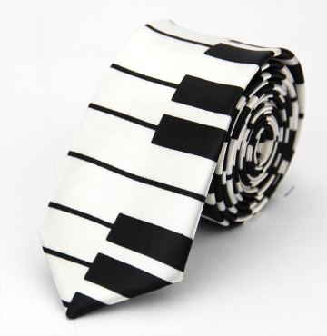 Cravate motifs piano slim long