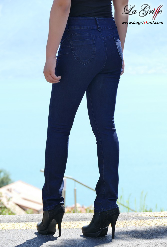 Jeans Bleu Push-IN taille haute