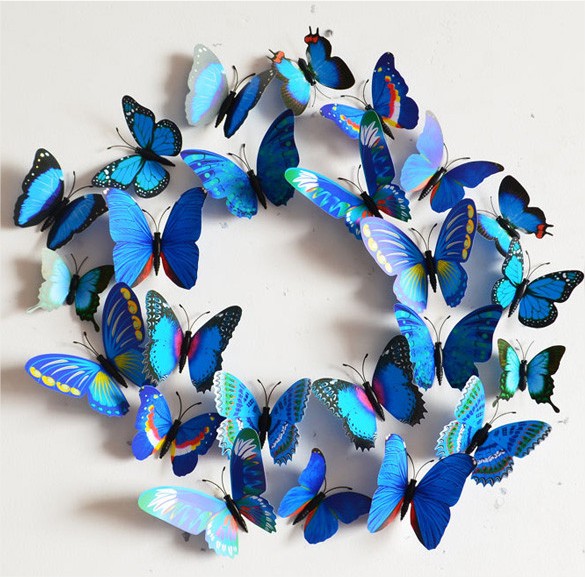 Papillons 3D bleu déco murale ou sur réfrigérateur